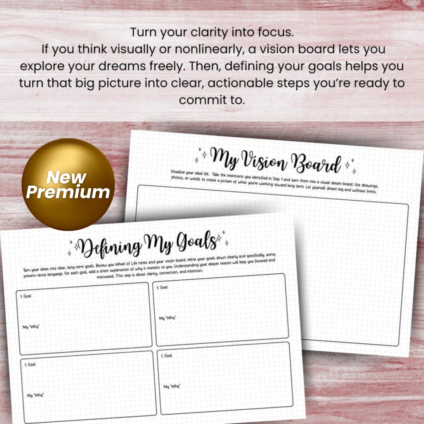 Ultimate ADHD Goal Planner Bundle for Neurodivergent Minds – Printable Vision Board, Wheel of Life, Goal Setting & Progress Tracker