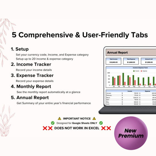 Income and Expense Tracker Google Sheets | Personal Finance Dashboard Spreadsheet | Budget Planner Template