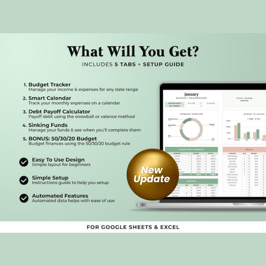 Budget By Paycheck Google Sheets & Excel Spreadsheet | Monthly Budget Template | Paycheck Budget Planner | Debt Tracker | Financial Planner