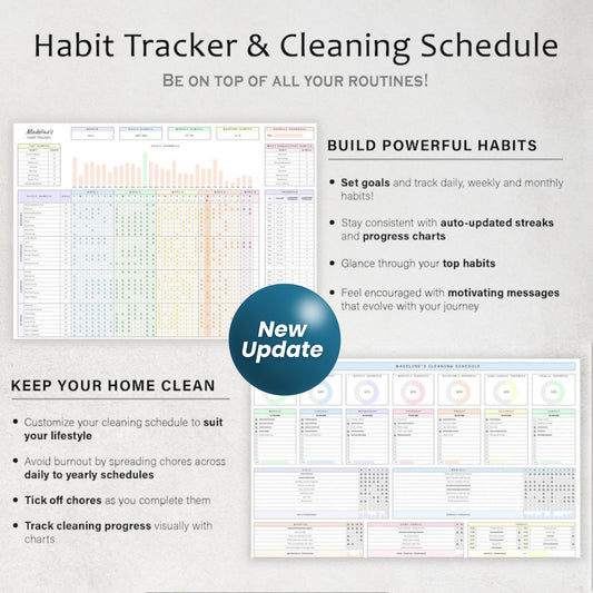 ADHD Life Planner Spreadsheet | Budget Tracker, Task List, Habit & Goal Tracker | Google Sheets Digital Calendar Template