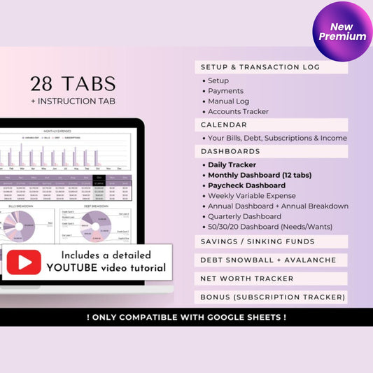 Ultimate Annual Budget Spreadsheet for Google Sheets | Family Budget Planner | Monthly Budget | Bill, Savings & Debt Tracker