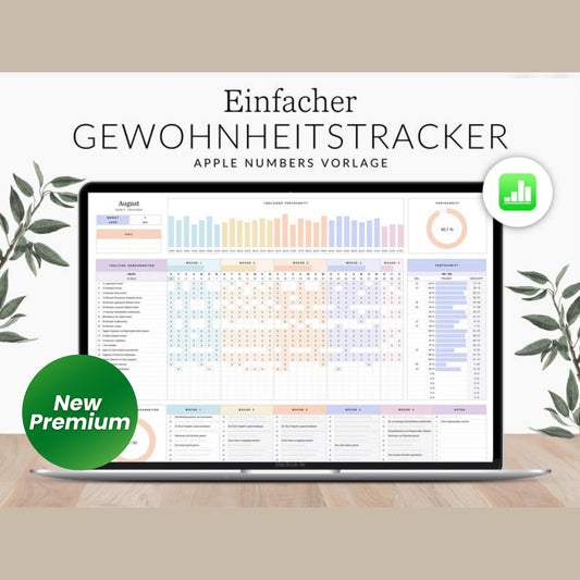 Habit Tracker iPad – GERMAN | Apple Numbers Spreadsheet | Digital Goal & Routine Planner for iOS & Mac