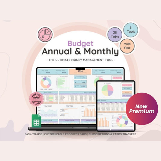 Annual Budget & Monthly Budget Spreadsheet | Google Sheets | Debt Snowball, Credit Tracker, Net Worth Dashboard
