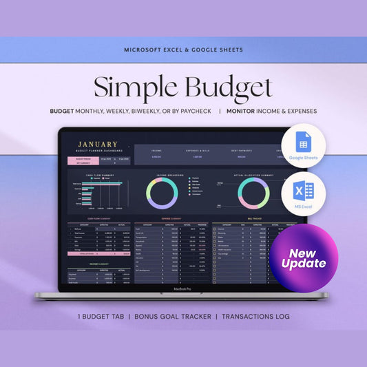 Budget Planner Excel & Google Sheets – Monthly Paycheck Tracker | Weekly Expense Budgeting | Dark Mode Finance Spreadsheet