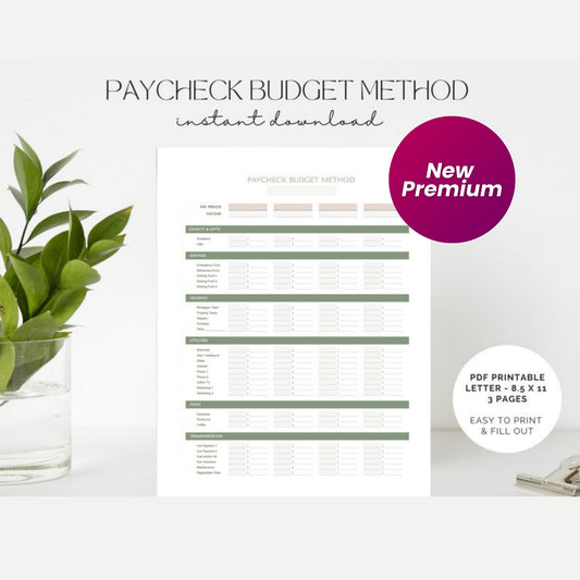 Paycheck Budget Spreadsheet Template for Google Sheets – Monthly Budget, Weekly Spending Tracker, Budget by Paycheck – Green LD018