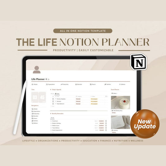 All-in-One Notion Life Planner | Notion Template Dashboard for Students, ADHD, Wellness, Fitness, Finance & More