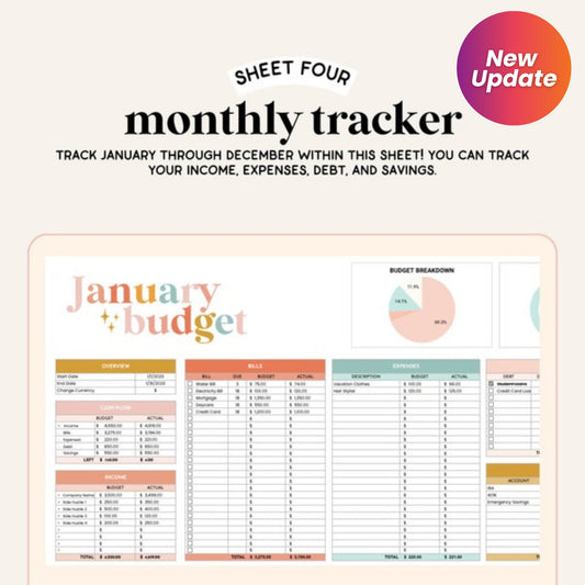 All-in-One Finance Spreadsheet | Budget, Savings, Debt, Paycheck Tracker | Monthly Planner | Google Sheets
