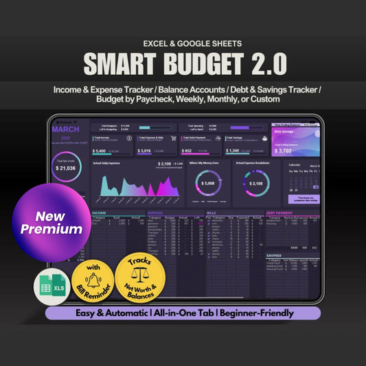 Simple Budget Planner Spreadsheet | Income & Expense Tracker | Google Sheets & Excel | Dashboard, Savings & Debt Tracker