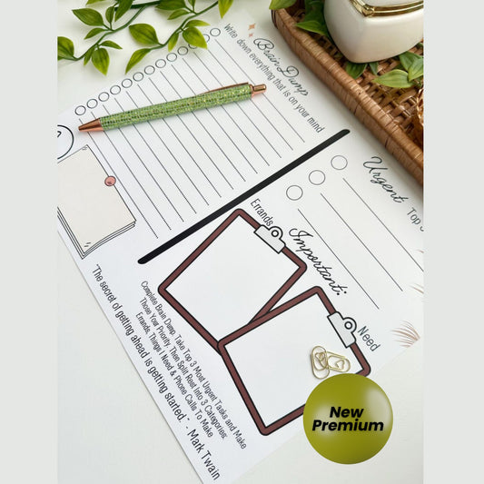Get Organized "Brain Dump" Task Sheet | Priority Daily Planner | PDF Instant Download