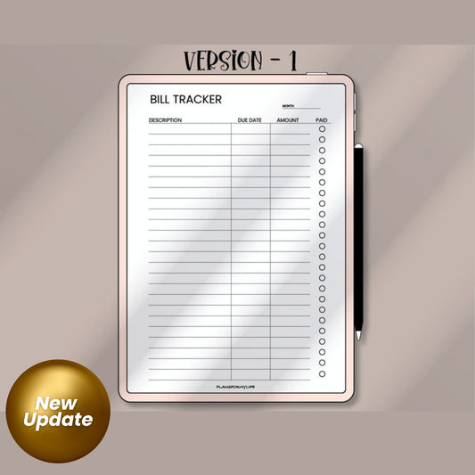 Monthly Bill Tracker | Bill Payment Checklist | Bill Organizer PDF | Finance Planner for iPad & Tablet | Goodnotes & Notability Compatible | Instant Download