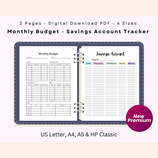 Monthly Budget & Printable Finance Tracker | Minimalist Monthly Budget Template | 16 Page Budget Planner | 4 Sizes | Instant Download