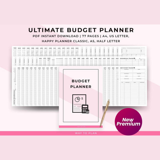 Budget Planner Printable | Personal Finance Tracker | Monthly Yearly Budget Sheets | Debt-Free & Savings Planner