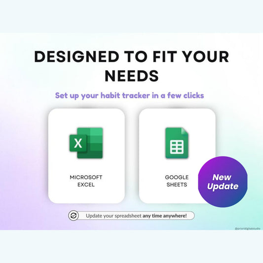 Yearly Habit Tracker Spreadsheet – Google Sheets & Excel | Daily & Weekly ADHD Routine Planner | Dark Mode Annual Goal Tracker