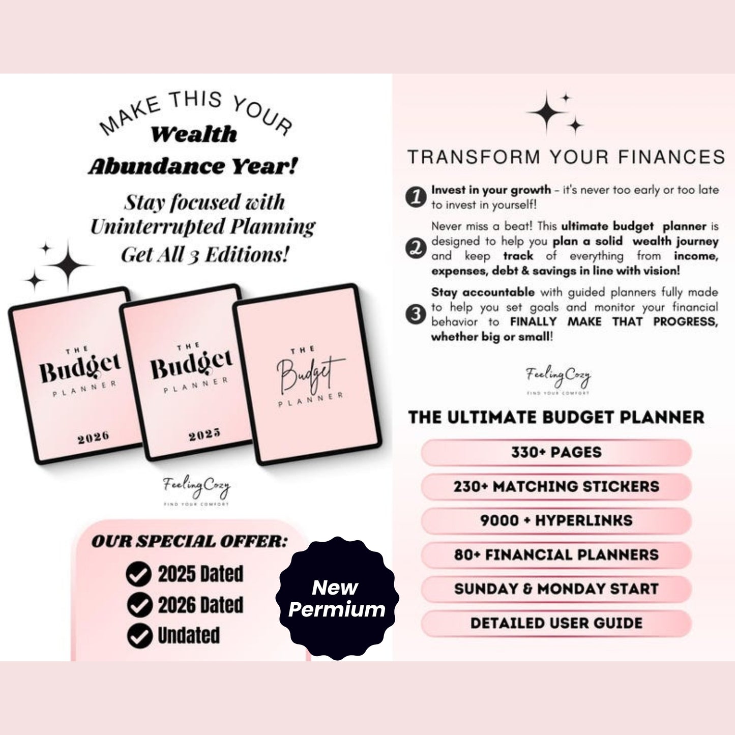Digital Budget Planner | Biweekly, Paycheck & Monthly Budget Template for GoodNotes | Financial Planner for iPad | 330+ Pages PDF