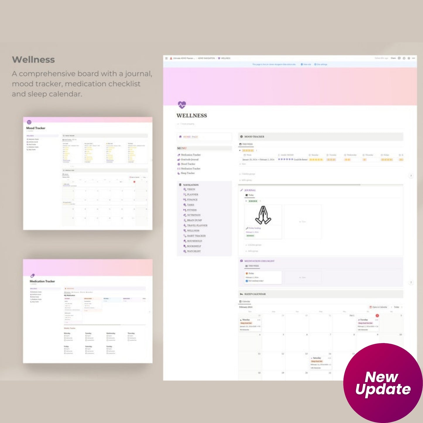 ADHD Notion Planner Template | Digital ADHD Life Planner for Adults | Focus, Self Care & Productivity Dashboard | Editable ADHD Planner for Notion