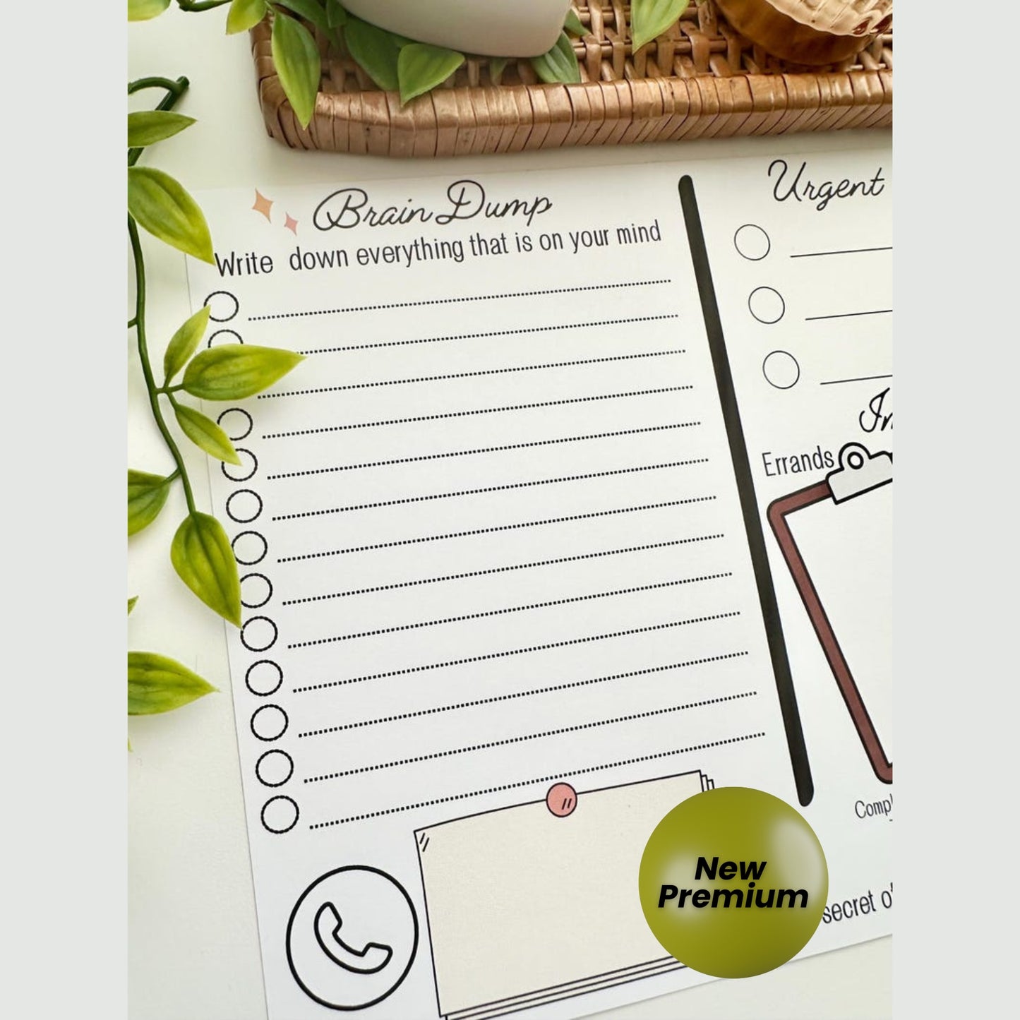 Get Organized "Brain Dump" Task Sheet | Priority Daily Planner | PDF Instant Download