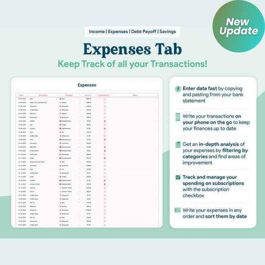 Beginner Monthly & Yearly Budget Spreadsheet | Google Sheets Budget Template | Simple Personal Finance Tracker | Light Mode