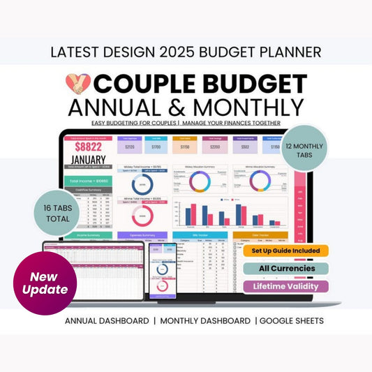 Couple Budget Planner | Shared Budget Tracker for Couples | Personal & Joint Expense Spreadsheet | Google Sheets | Digital Download
