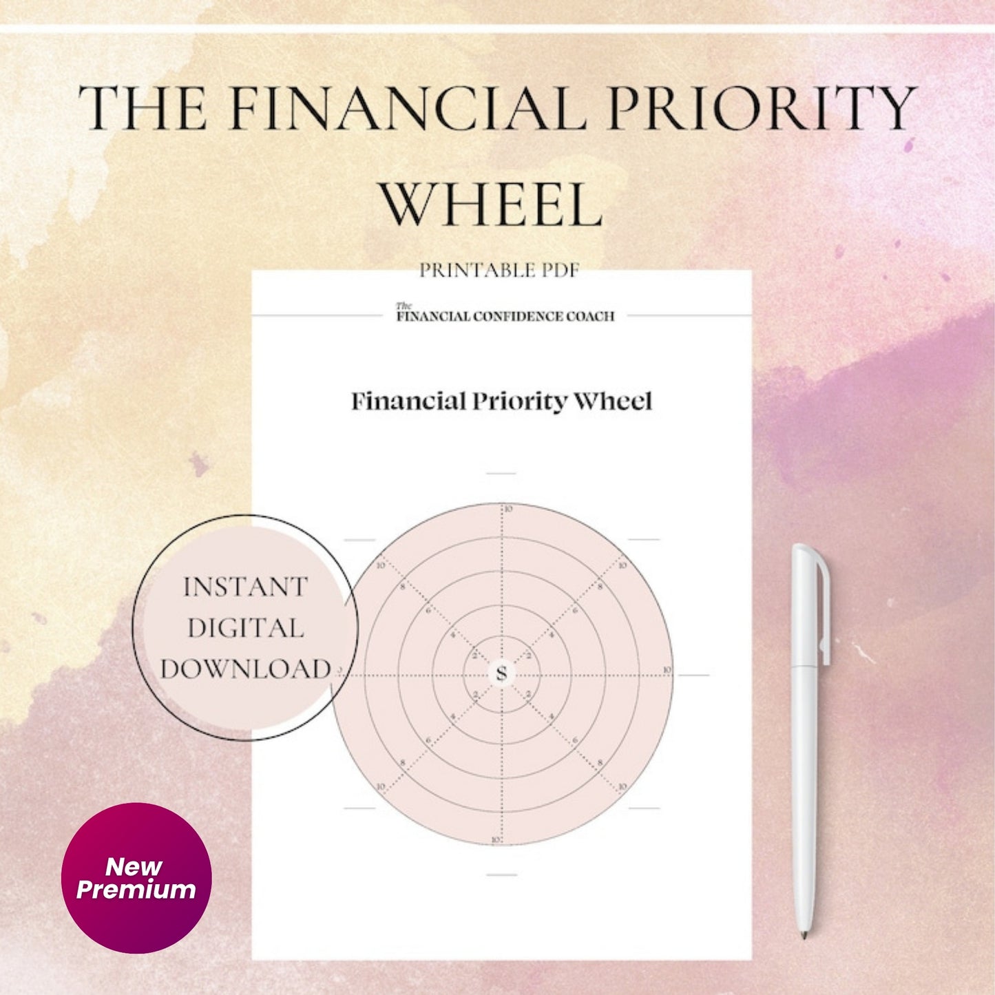 Financial Priority Wheel Tracker | Define Your Financial Priorities Worksheet | Budget Planning Template | Vision Board Printable Templates| A4 & A5