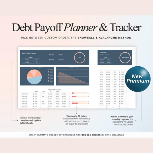 Annual Budget Spreadsheet for Google Sheets | Monthly, Weekly & Biweekly Paycheck Budget Planner | Debt Payoff Tracker & Bill Calendar