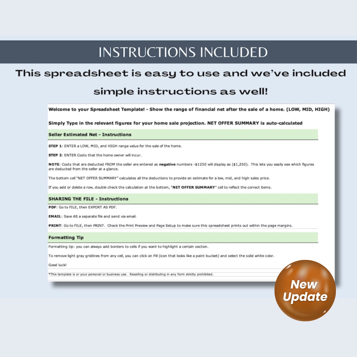 Seller's Net Sheet + Multiple Offers Spreadsheet Bundle | Real Estate Closing Proceeds & Offer Comparison Tool