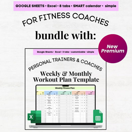 Personal Trainer Client Tracker Calendar | Fitness Coach Spreadsheet | Personal Training Excel & Google Sheets Template