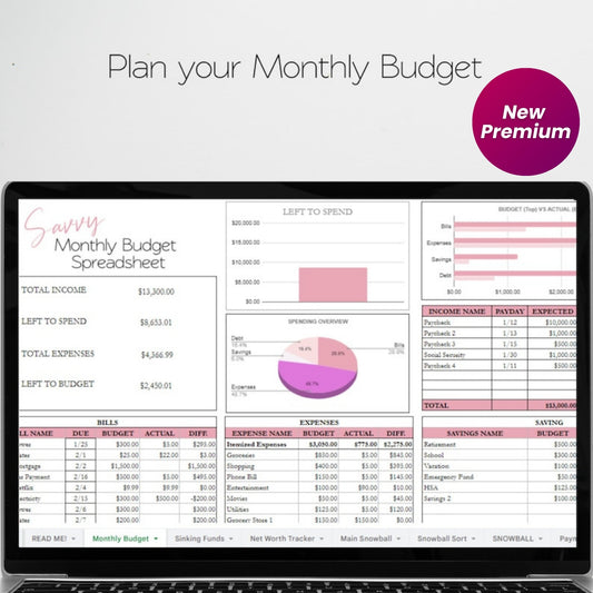 Ultimate Budget Planner | Financial Planner Excel & Google Sheets | Monthly Budget Spreadsheet | Sinking Funds, Debt, Bills & Savings Tracker