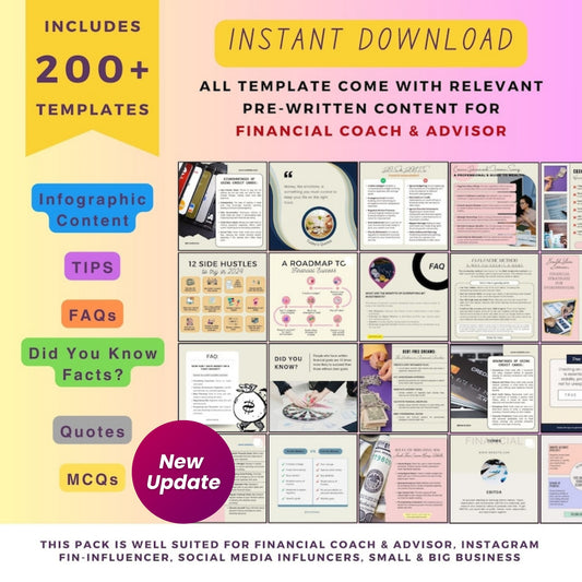 200+ Financial Advisor Instagram Templates for Canva | Finance Carousel & Post Templates for Coaches & Consultants