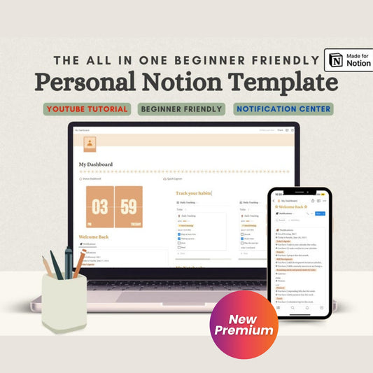 Notion Life Planner Template | Personal Dashboard, Task Manager, Project & Goal Tracker, Meal Plan & Finance Organizer