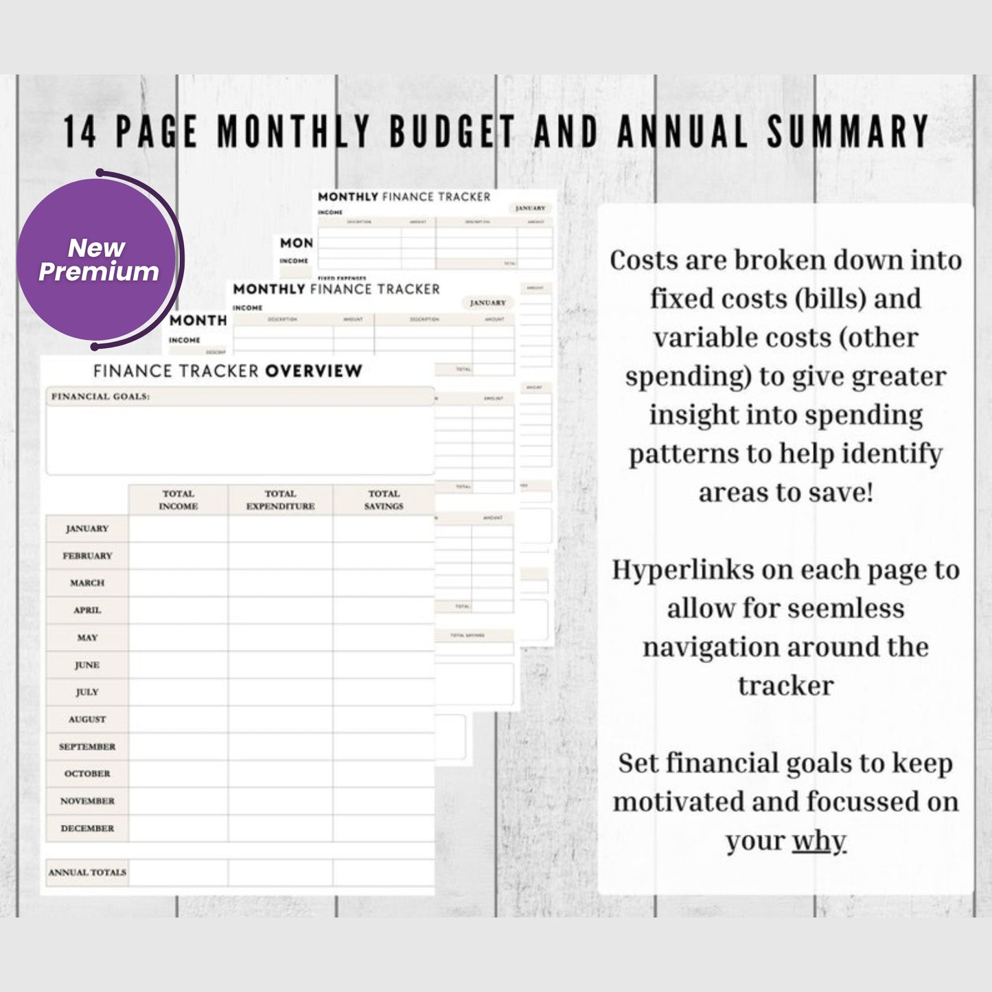 Finance Template for reMarkable 1 & 2 | Personal Finance & Budget Planner | Income & Expense Tracker PDF