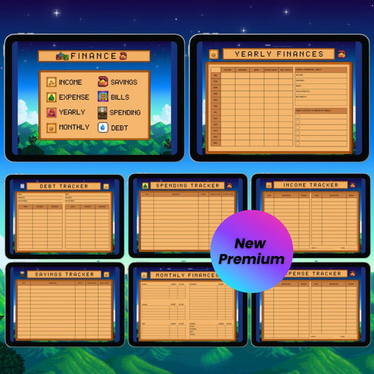 Stardew Valley Digital Life Planner – GoodNotes & Notability | Cute Kawaii Organizer with Mood, Finance, Habit Tracker | Monthly Weekly Daily Hourly
