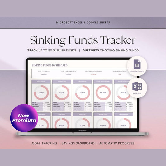 Sinking Funds Tracker Spreadsheet – Excel & Google Sheets Savings Template | Personal Finance Budget Planner