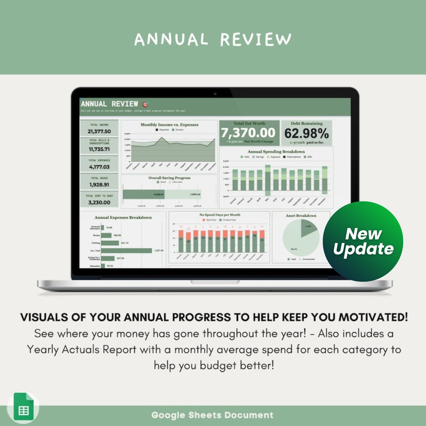 Ultimate Budget & Finance Tracker | Google Sheets Budget Spreadsheet | Savings, Debt & Expense Planner