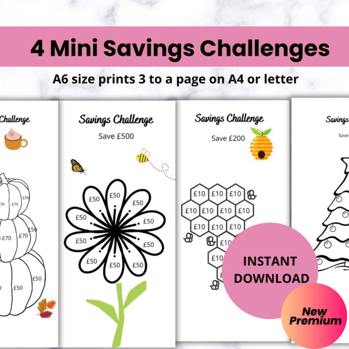 Mini Budget Challenge | ADHD Friendly Savings Goal Tracker | A6 Cash Envelope Inserts | Sinking Fund Tracker | Budget Binder Printables | Digital Download