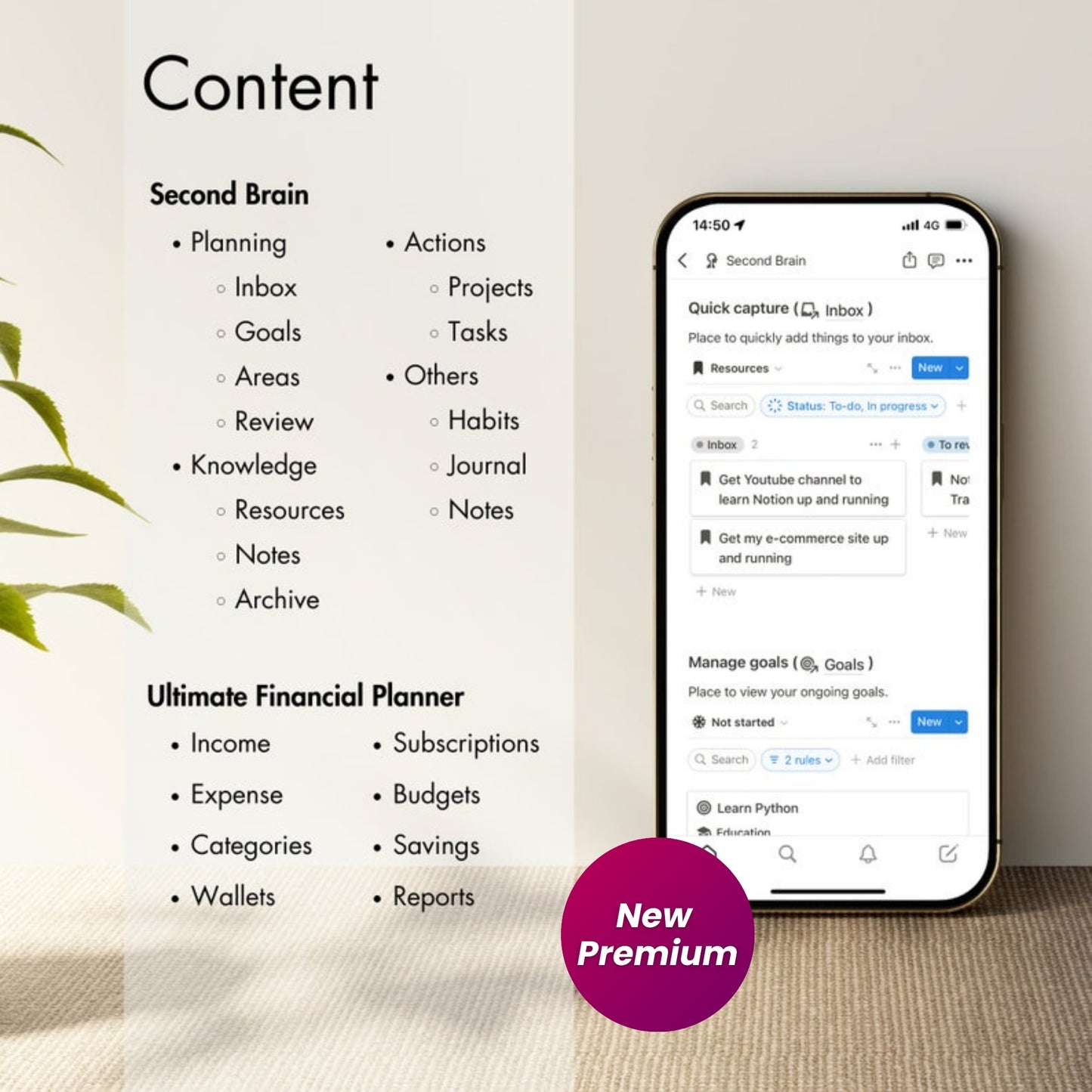 Second Brain Notion Planner – Boost Focus, Organize Your Life, and Manage Tasks with Ease