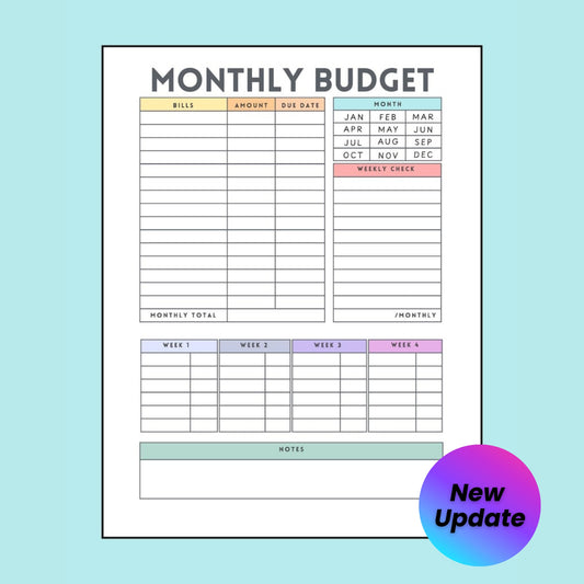 Monthly Income & Paycheck Budget Tracker – Printable Bullet Journal & Weekly Expense Planner – Minimalist Personal Finance Organizer