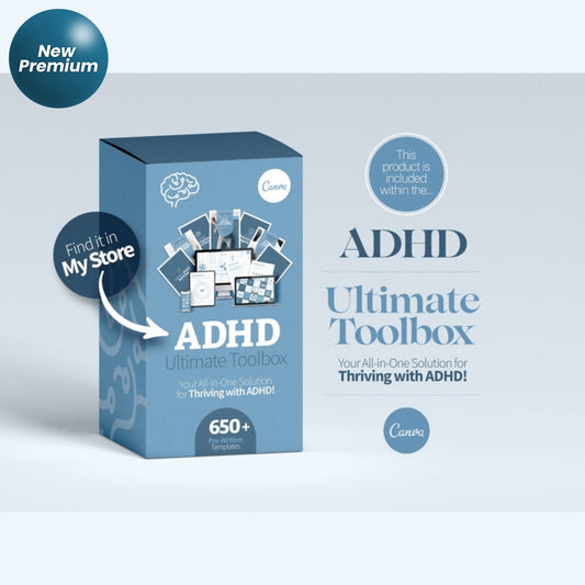 200+ ADHD Instagram Canva Templates – Mental Health Coaching, Therapist & Psychology Social Media Bundle
