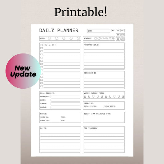 ADHD Daily Planner Printable - Hourly Organizer for Focus & Productivity | Digital Download | 8.5x11 PDF