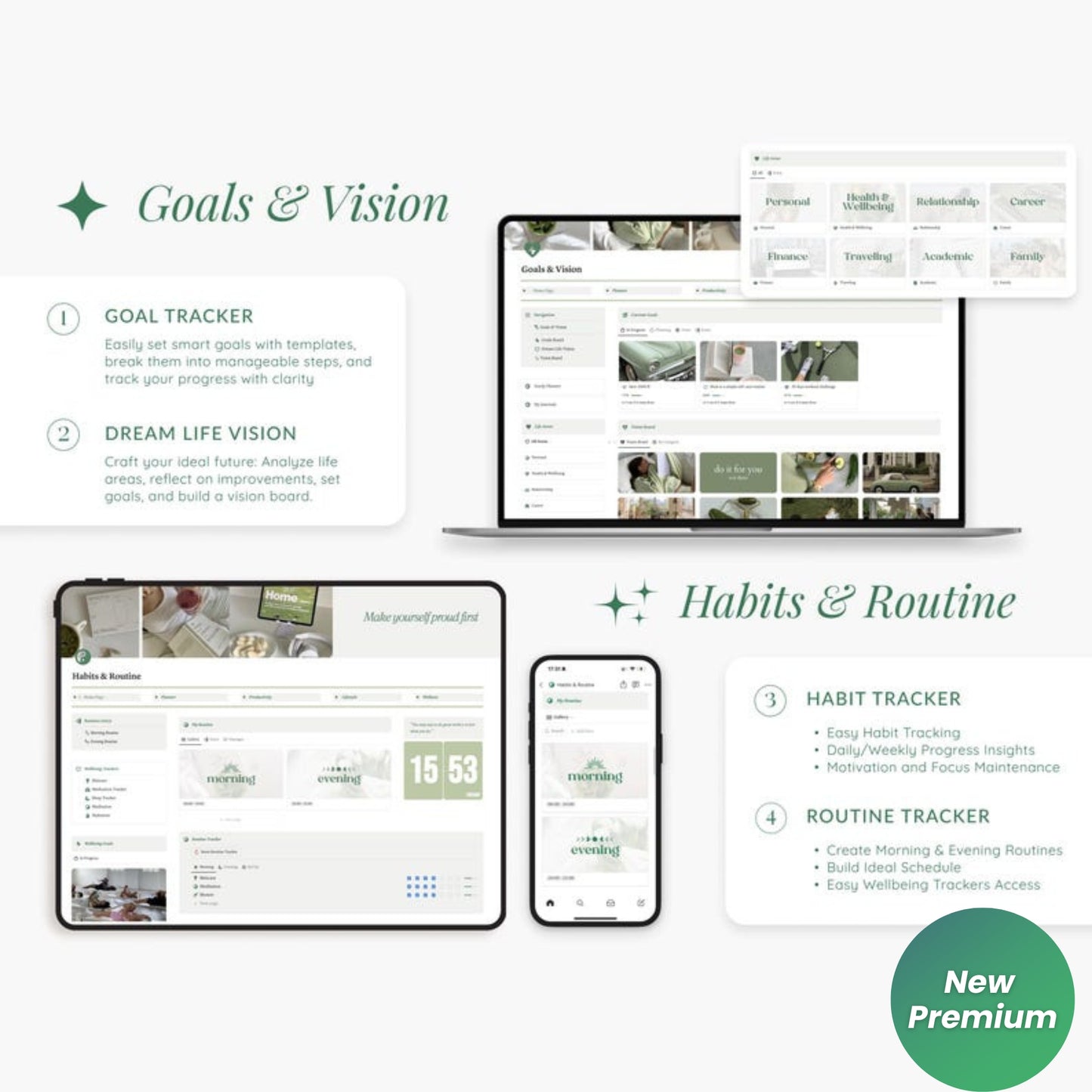 2025 Notion Life Planner Template | That Girl Matcha Aesthetic | Minimalist ADHD-Friendly All-in-One Digital Dashboard