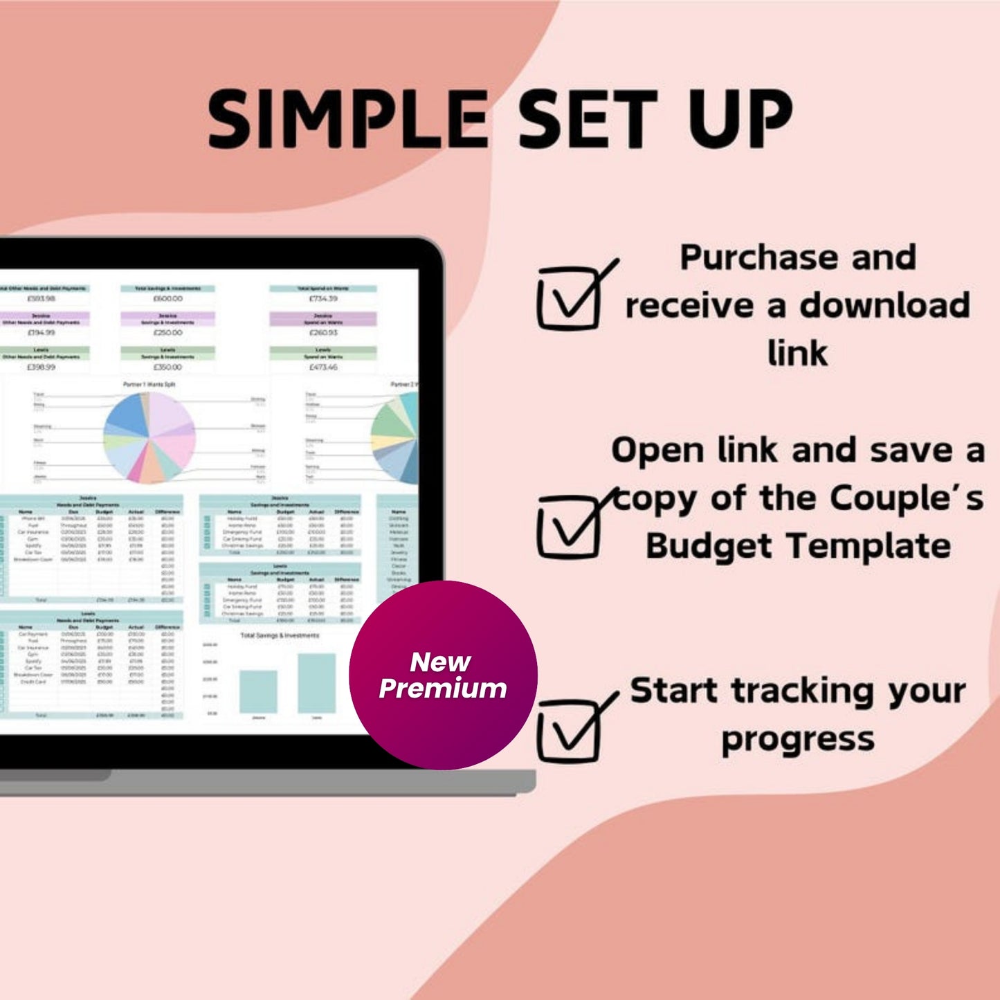 Couple's Monthly Budget Planner | Google Sheets Finance Spreadsheet | 2025 Budget Template | Expense, Bill, Debt & Income Tracker