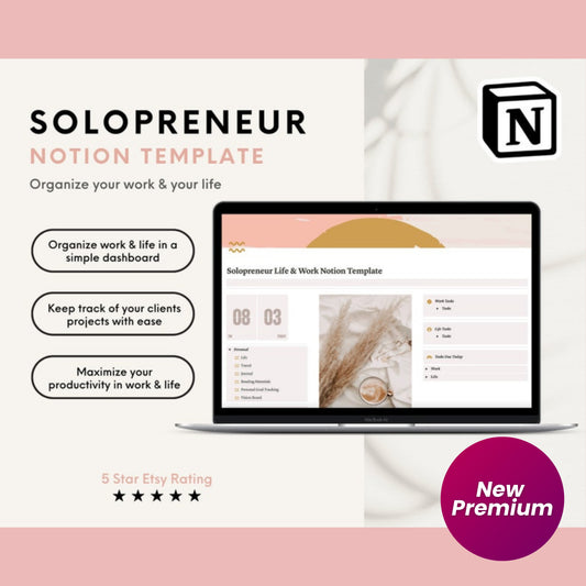 All-in-One Notion Life & Business Planner Template | Solopreneur Dashboard for Freelancers & Small Businesses