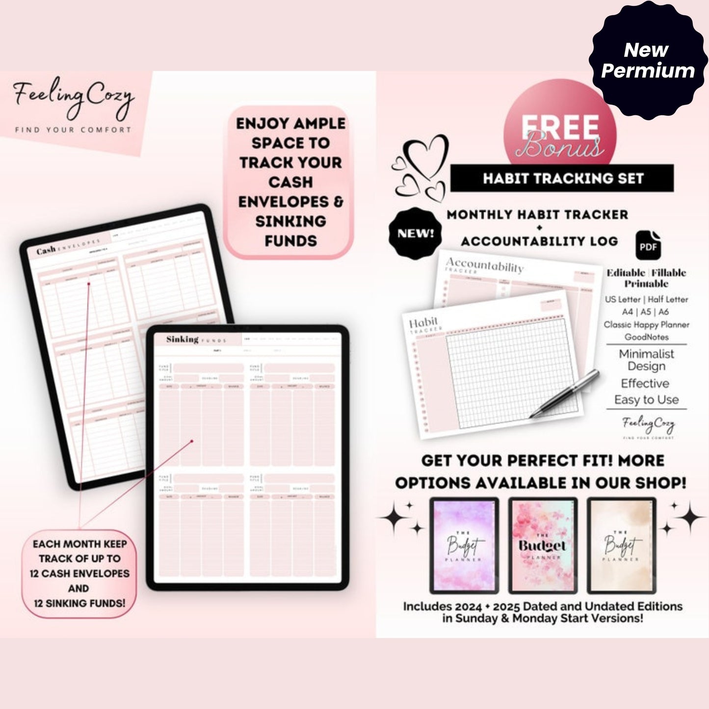 Digital Budget Planner | Biweekly, Paycheck & Monthly Budget Template for GoodNotes | Financial Planner for iPad | 330+ Pages PDF