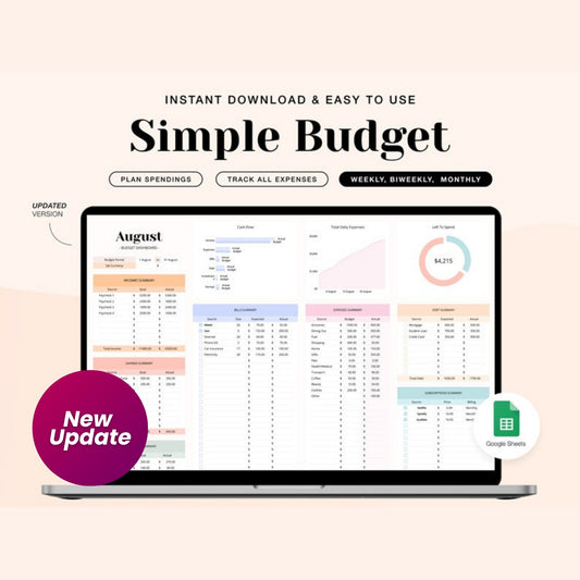 Budget Planner Google Spreadsheet | Weekly & Biweekly Paycheck Budget | ADHD Friendly Financial Tracker | Personal Finance Spreadsheet