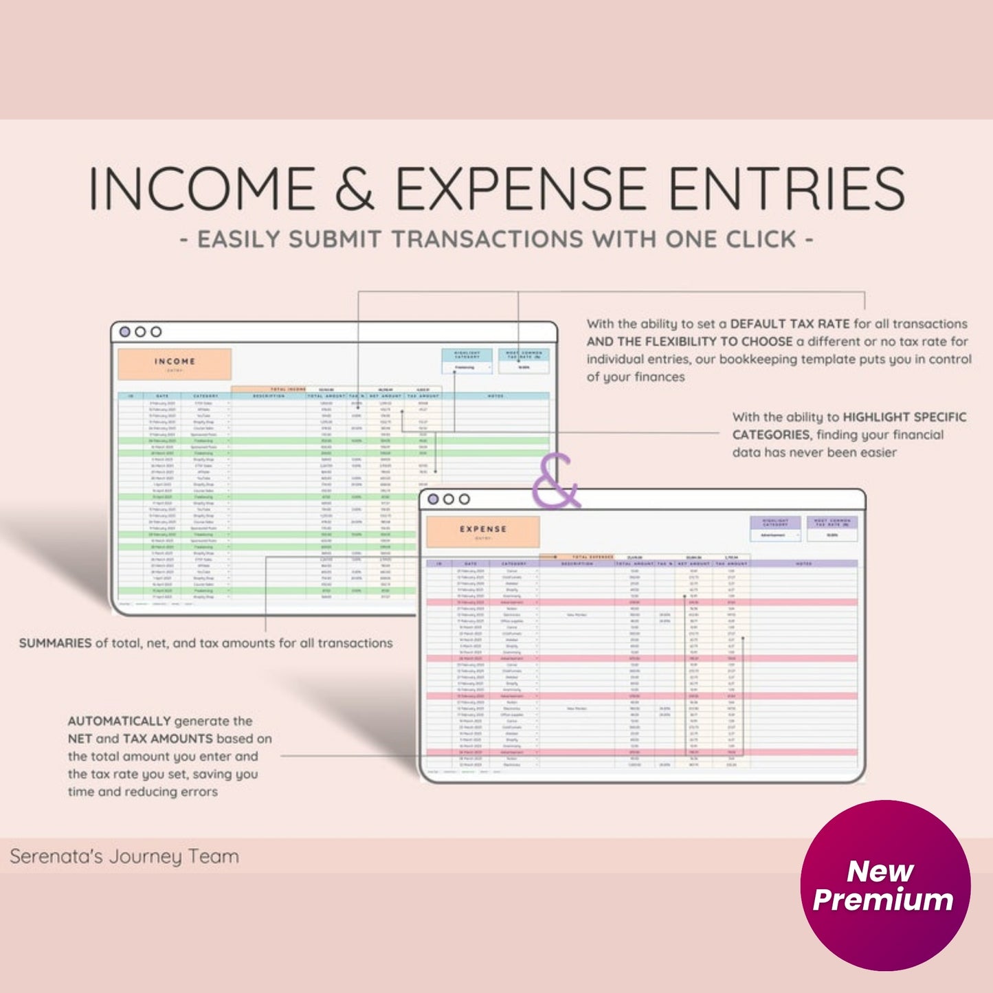 Easy Bookkeeping Template for Small Business | Excel Bookkeeping Spreadsheet | Accounting Ledger | Tax & Profit Tracker