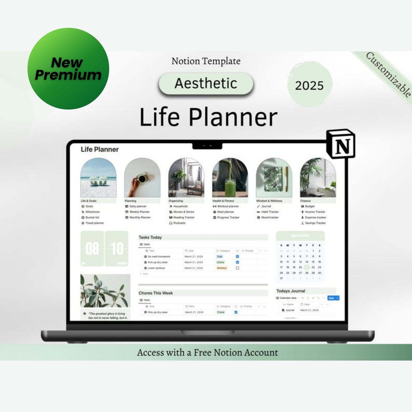 Ultimate Notion Life Planner | Aesthetic All-In-One Notion Template | ADHD-Friendly Digital Notion Planner