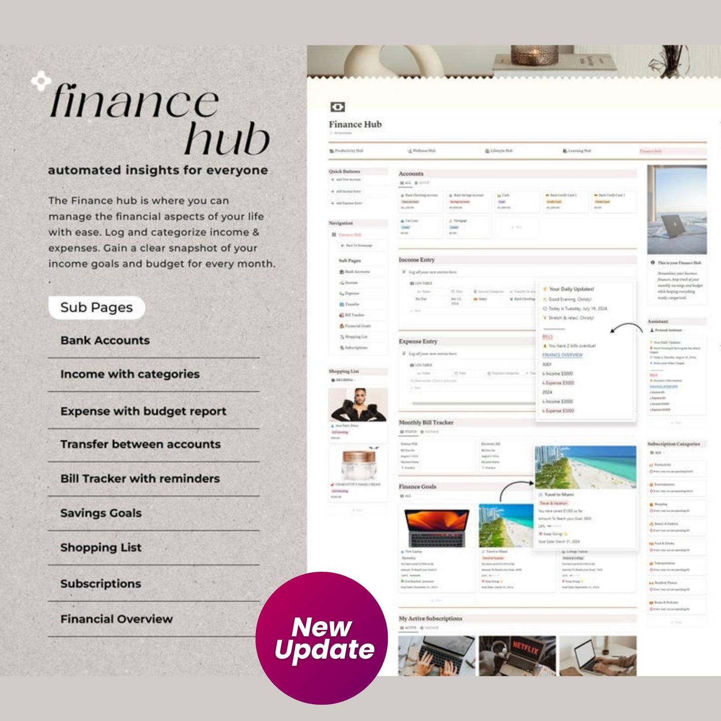 Notion Advanced Life Planner | ADHD Adult Digital Planner | That Girl Aesthetic Notion Template | Second Brain 2.0 | 2025 Productivity Dashboard
