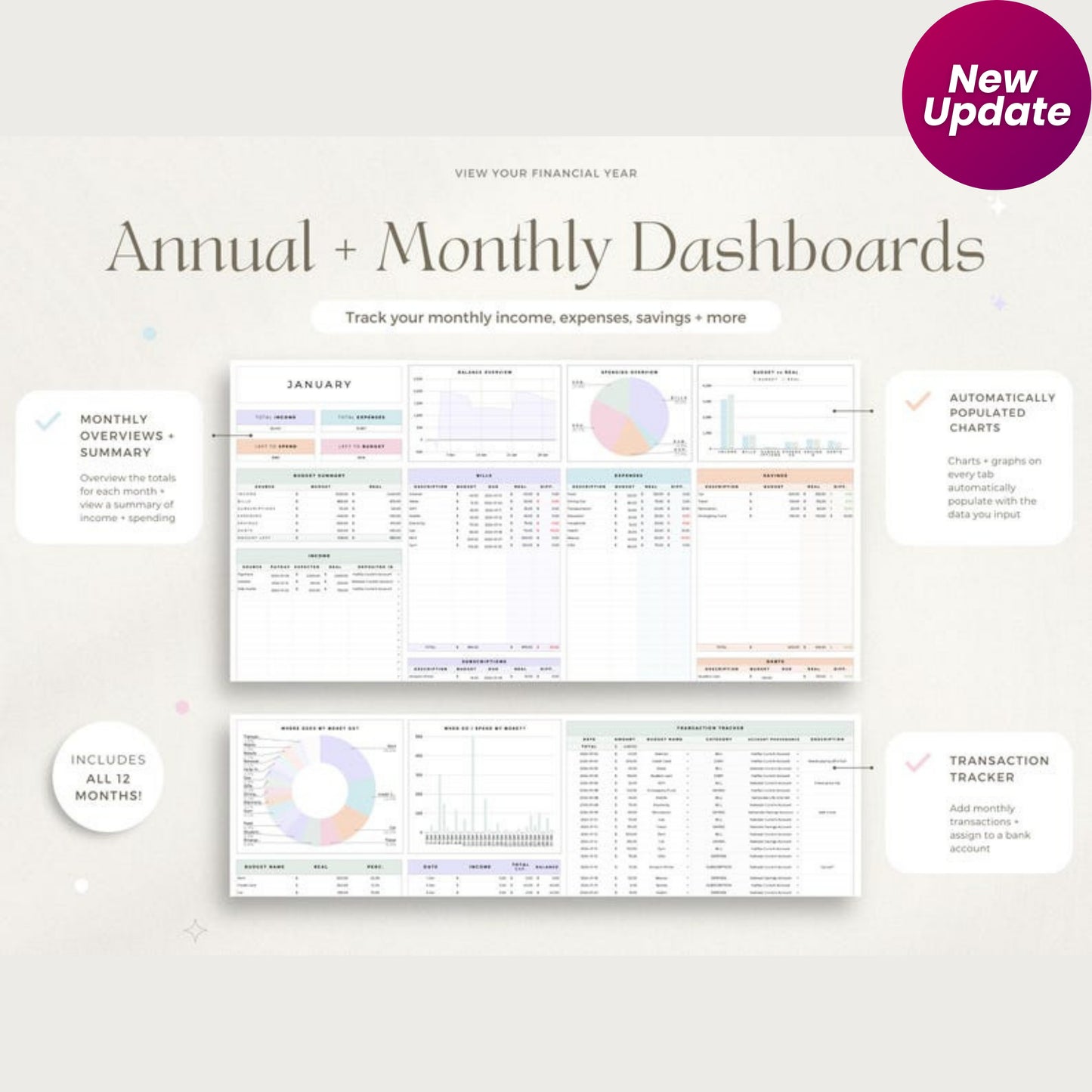 Life Organizer Google Sheets Bundle – Annual Budget, Weekly Meal Planner, Travel Itinerary & Bill Calendar | Digital ADHD Life Planner