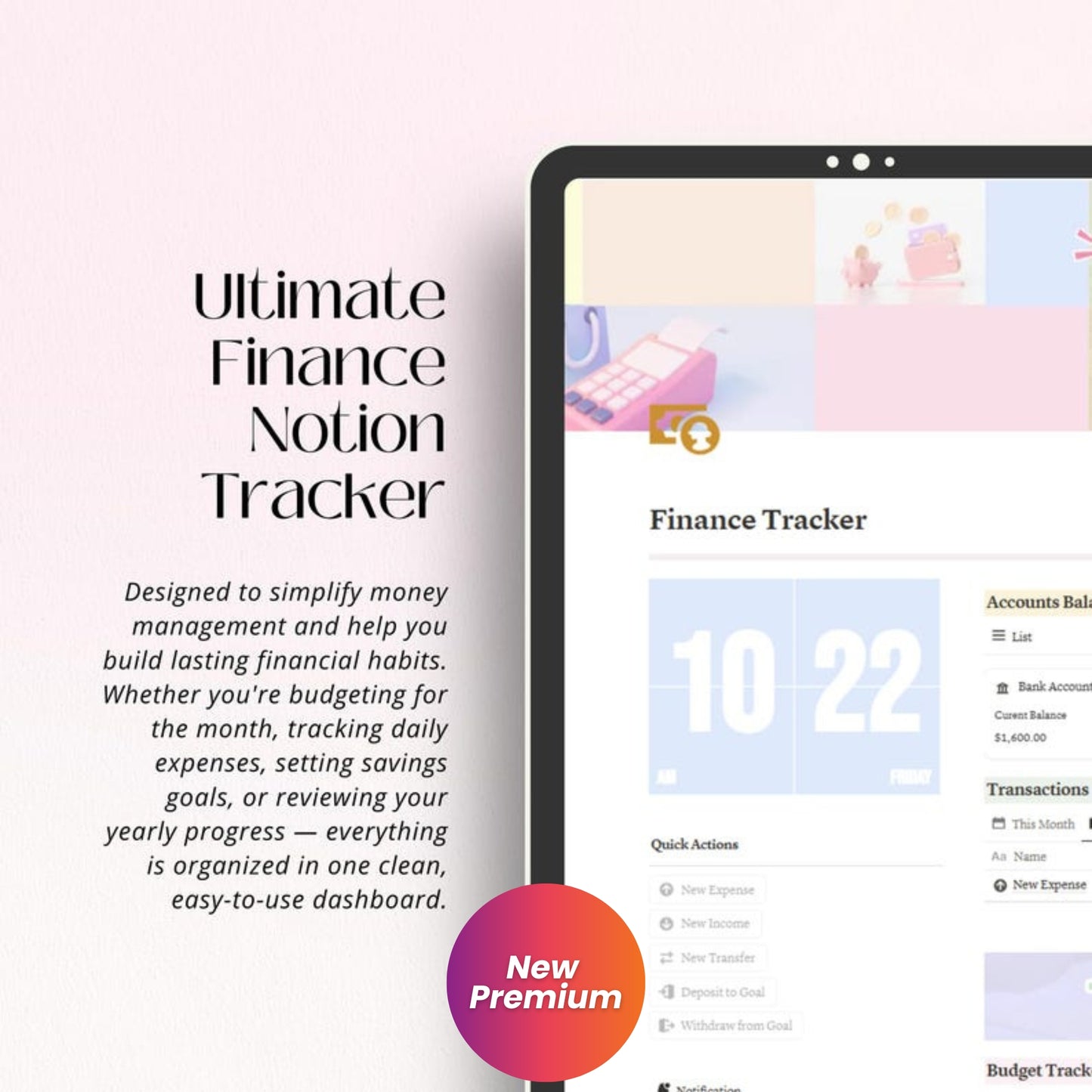 Personal Finance Notion Template | Budget Tracker & Expense Log | All-in-One Financial Planning Dashboard