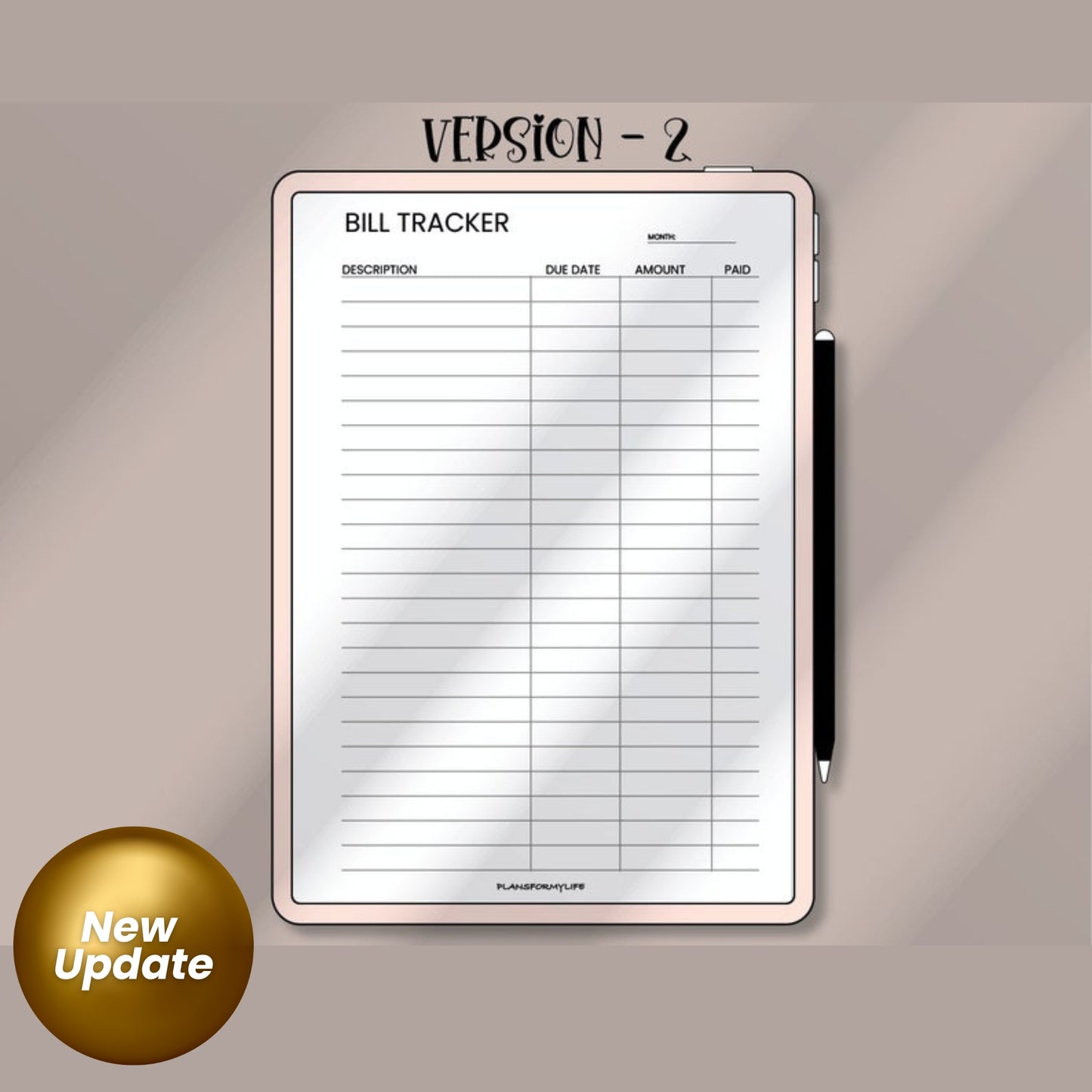 Monthly Bill Tracker | Bill Payment Checklist | Bill Organizer PDF | Finance Planner for iPad & Tablet | Goodnotes & Notability Compatible | Instant Download
