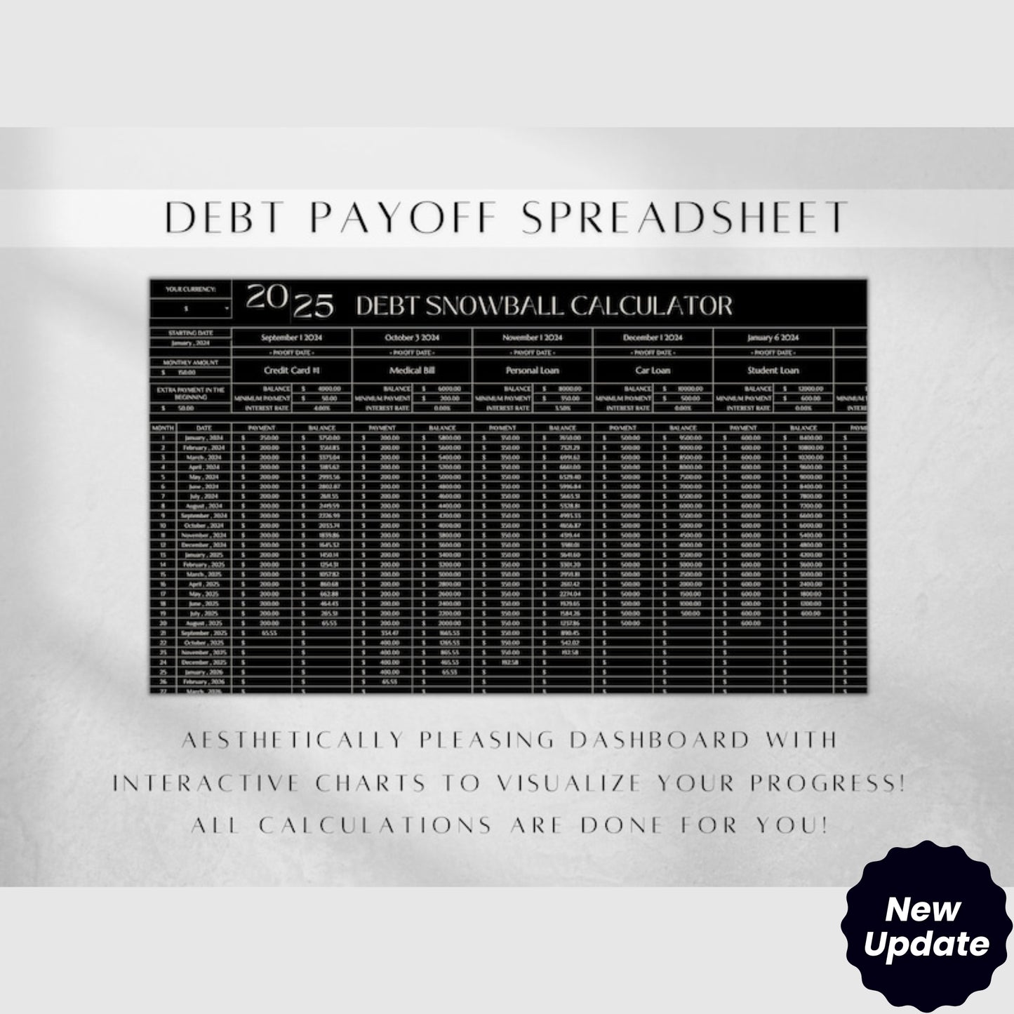 Debt Snowball Template | Debt Payoff Calculator Spreadsheet | Budget Excel | Personal Finance Planner | Debt Tracker Sheet